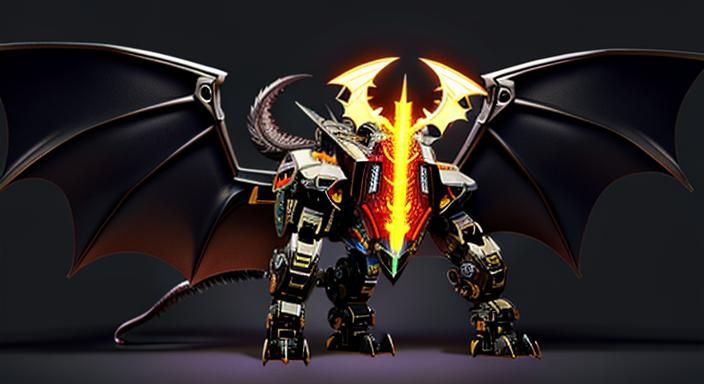 Cybernetic Dragon with Metal Features and Wings