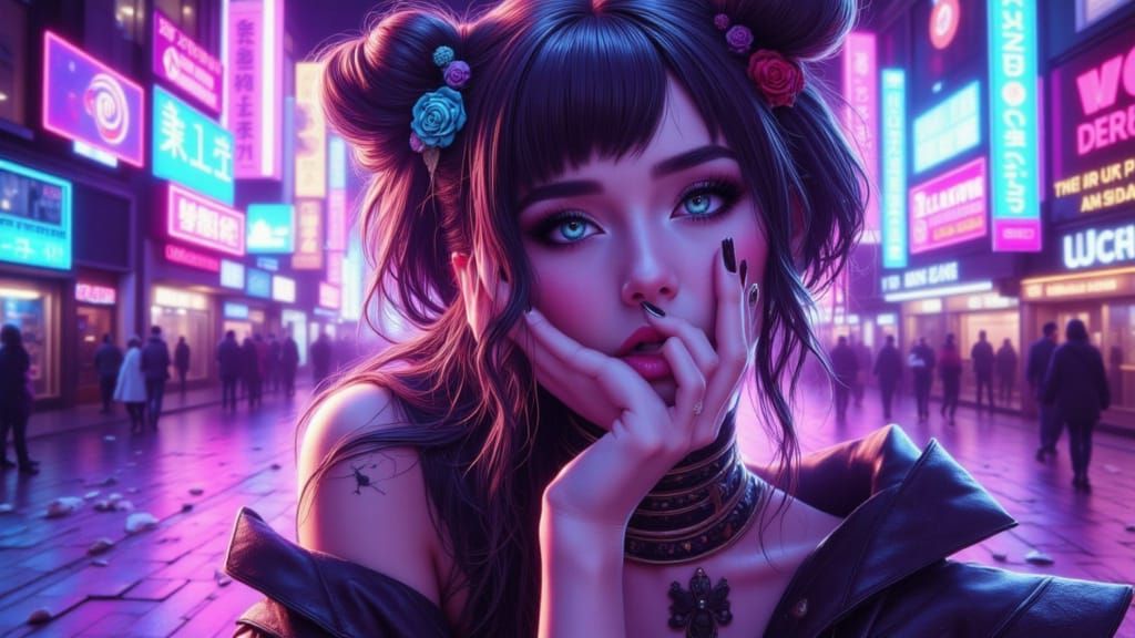 Anime Girl with Magical Christmas Aura