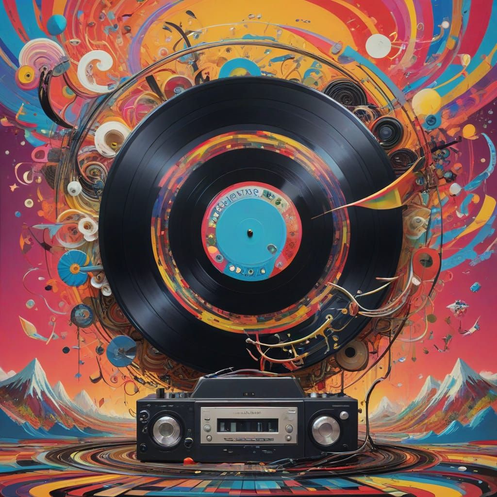 Vibrant Music Festival Scene in Neon Colors