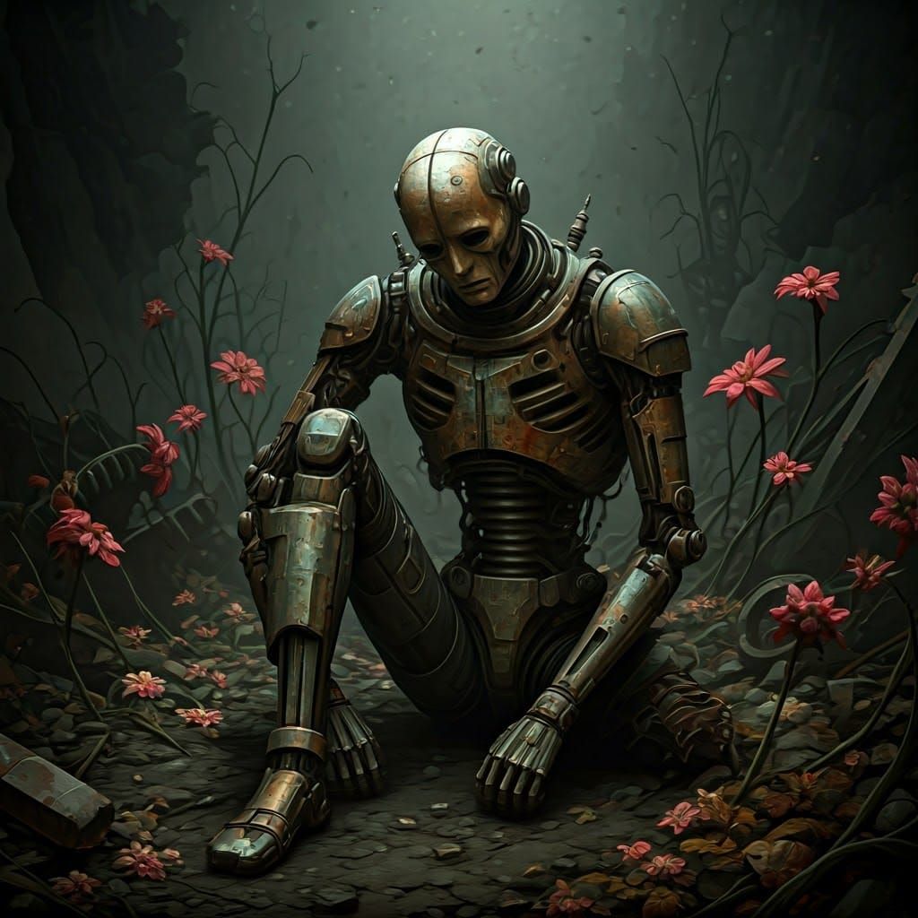 Android in a Post-Apocalyptic Wasteland, in a Gritty Industr...