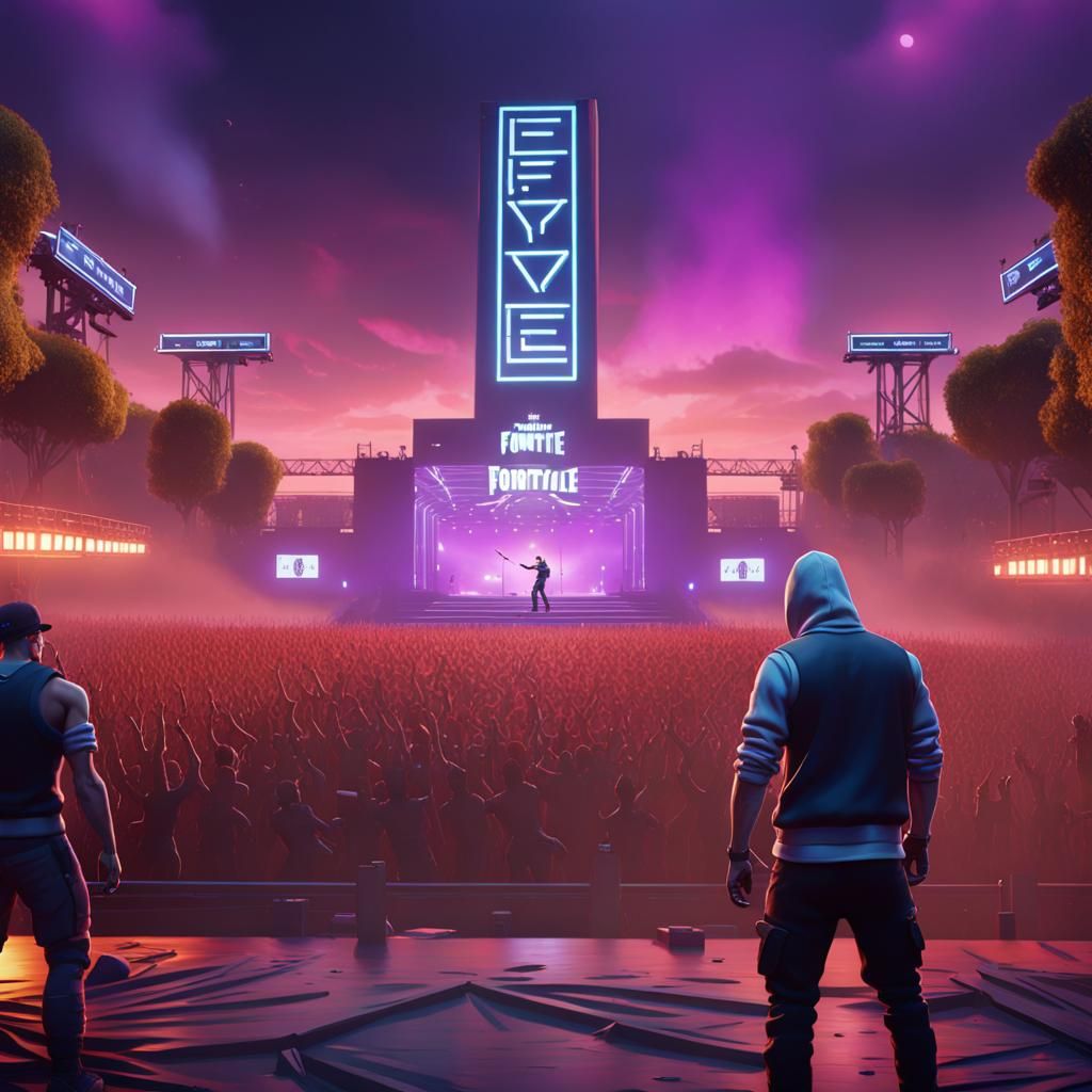 Eminem Fortnite Concert in Detailed Digital Painting