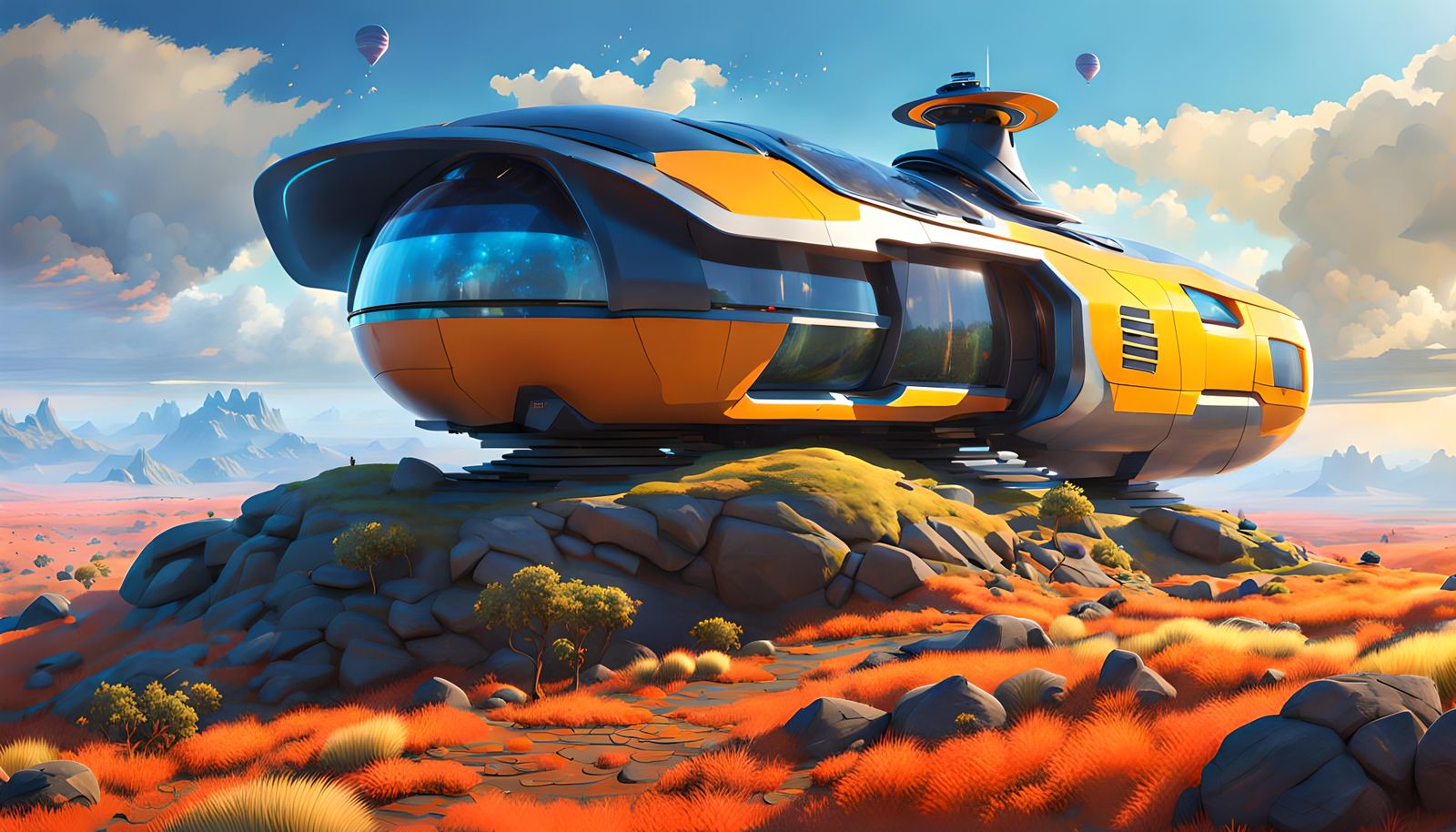 Futuristic Cottage Landscape in Digital Matte Painting Style