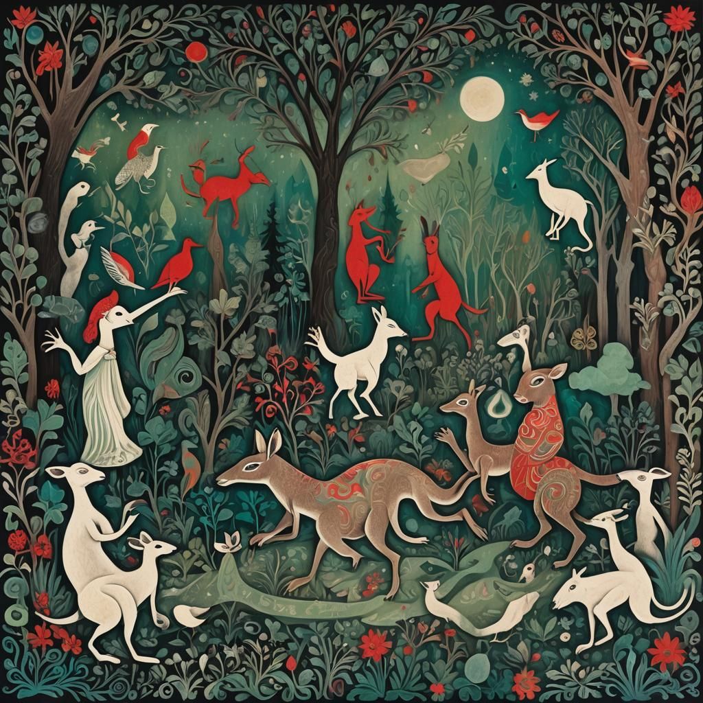 Indian kangaroo  dancing.