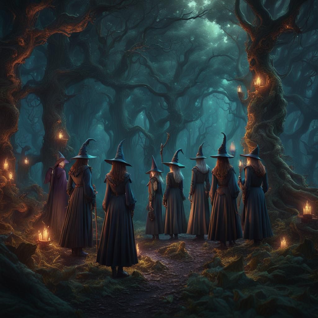 A Gathering Of Witches In A Forest