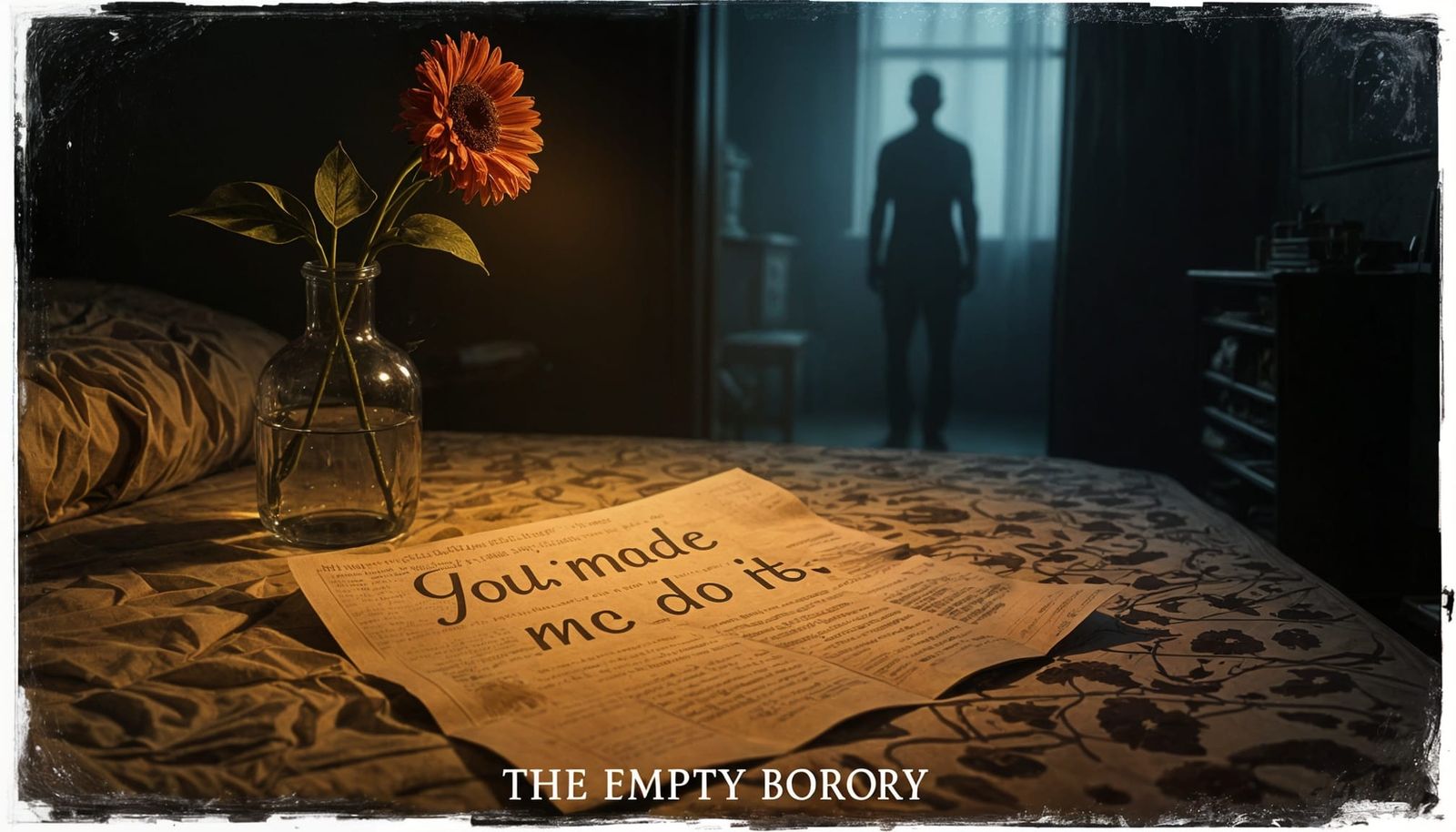 Dimly Lit Note Reveals Dark Secrets in Moody Cinematic Scene