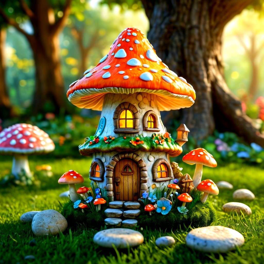Diorama of a mushroom house