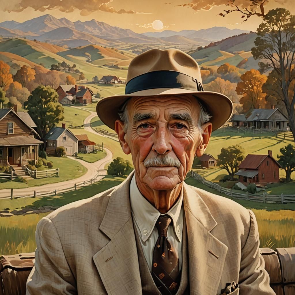 Nostalgic Portrait of an American Man in Rockwell Style