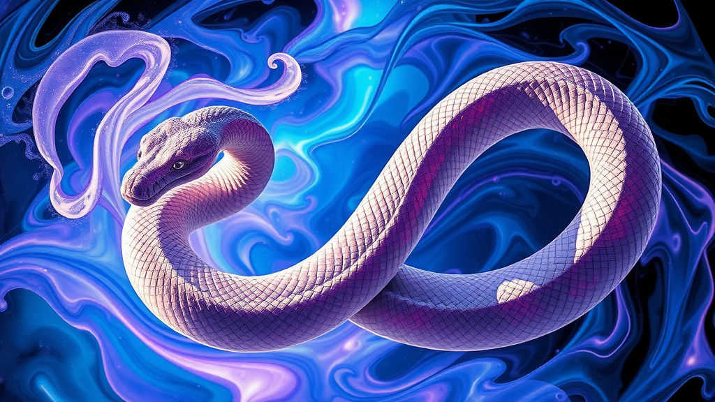 Ethereal Serpent with Fractal Iridescence in Surrealist Styl...