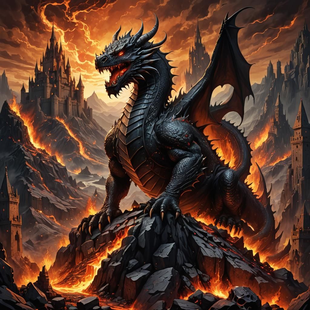 Dragon on Skull Mountain in Hellish Castle