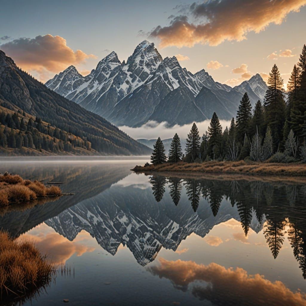Majestic Teton Mountain Peak at Dawn