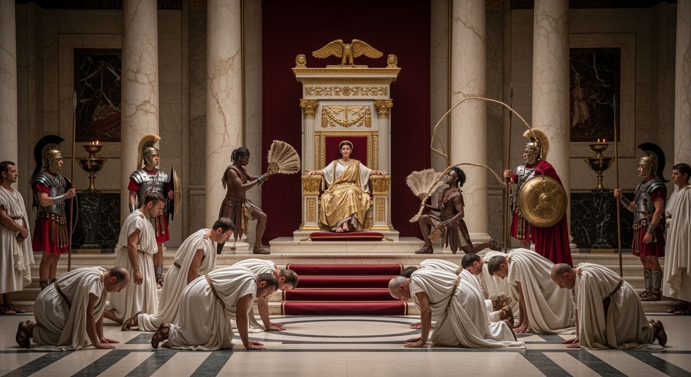 Empress Messalina in a Luxurious Roman Palace Throne Room