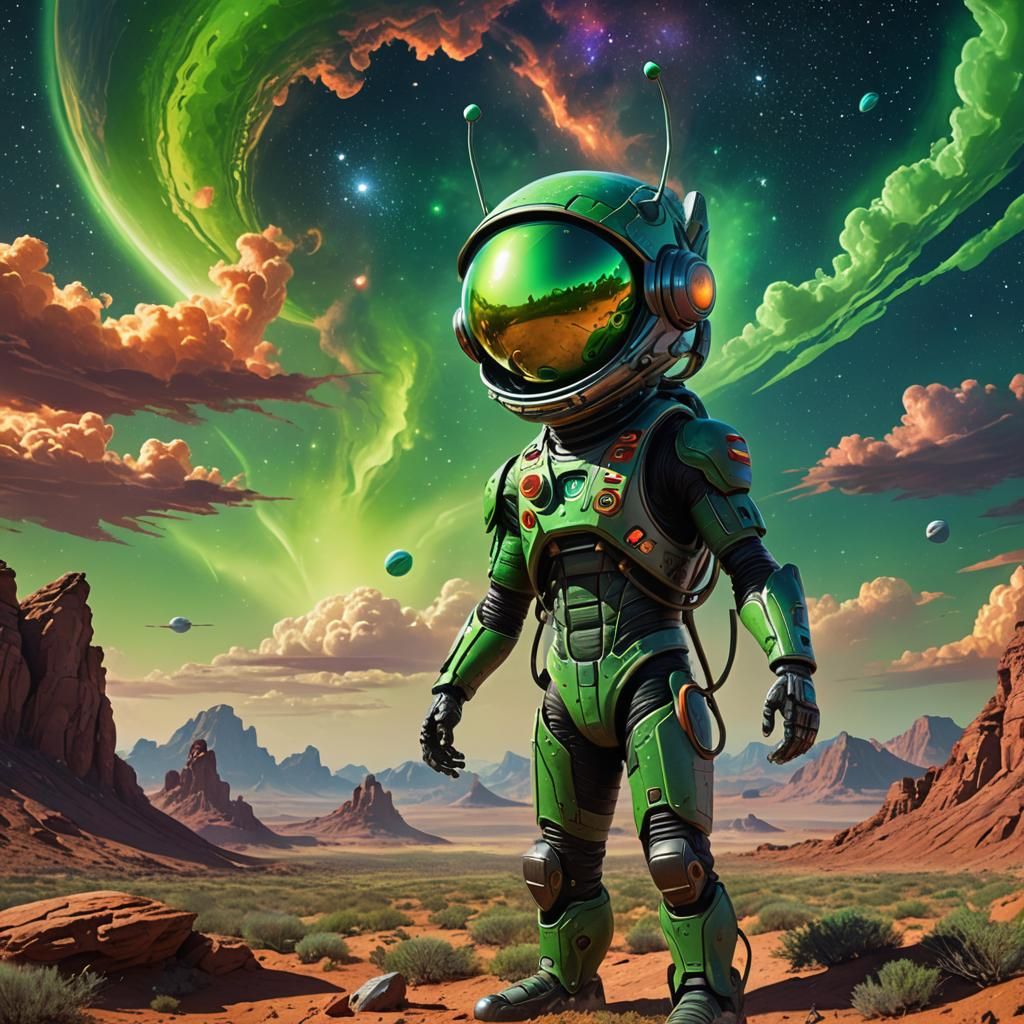 Hyperrealistic Sci-Fi Illustration of Martin the Martian