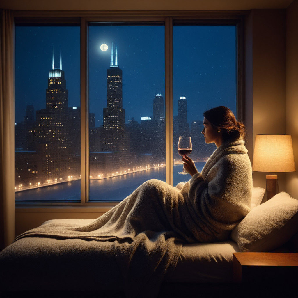 Cozy Moonlit Serenity in Edward Hopper Style