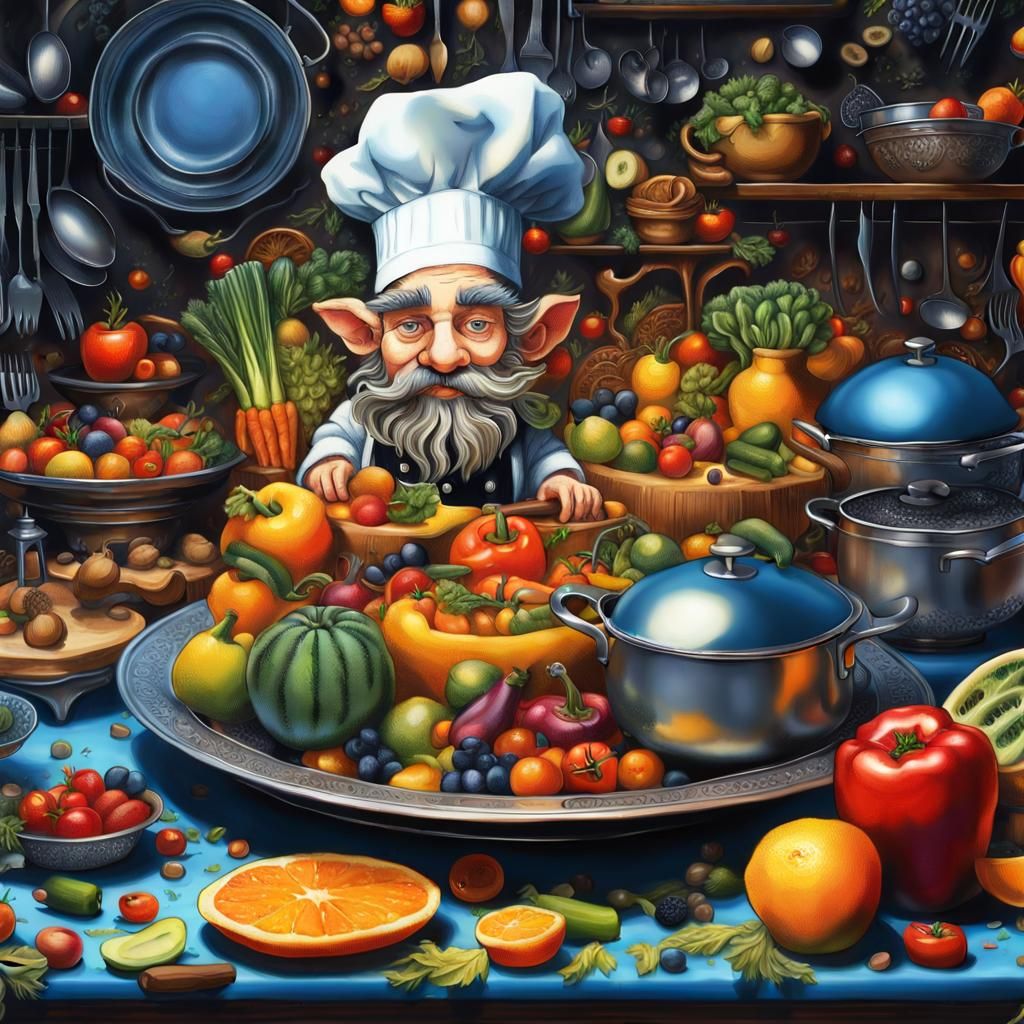 Fae Chef's First Day: A Photorealistic Kitchen Feast