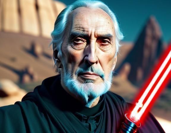 Count Dooku Portrait with Red Lightsaber