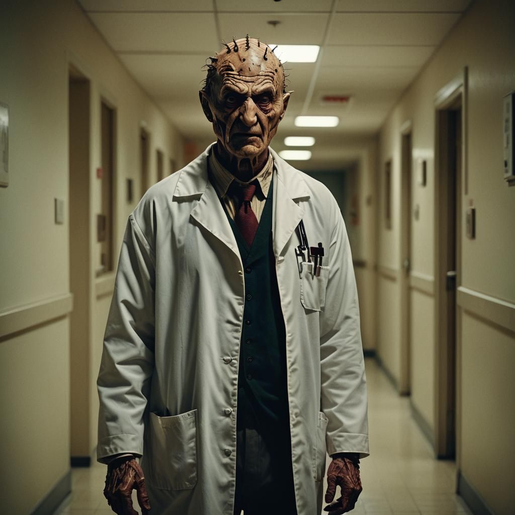 Menacing Freddy Krueger as Doctor in Film Still