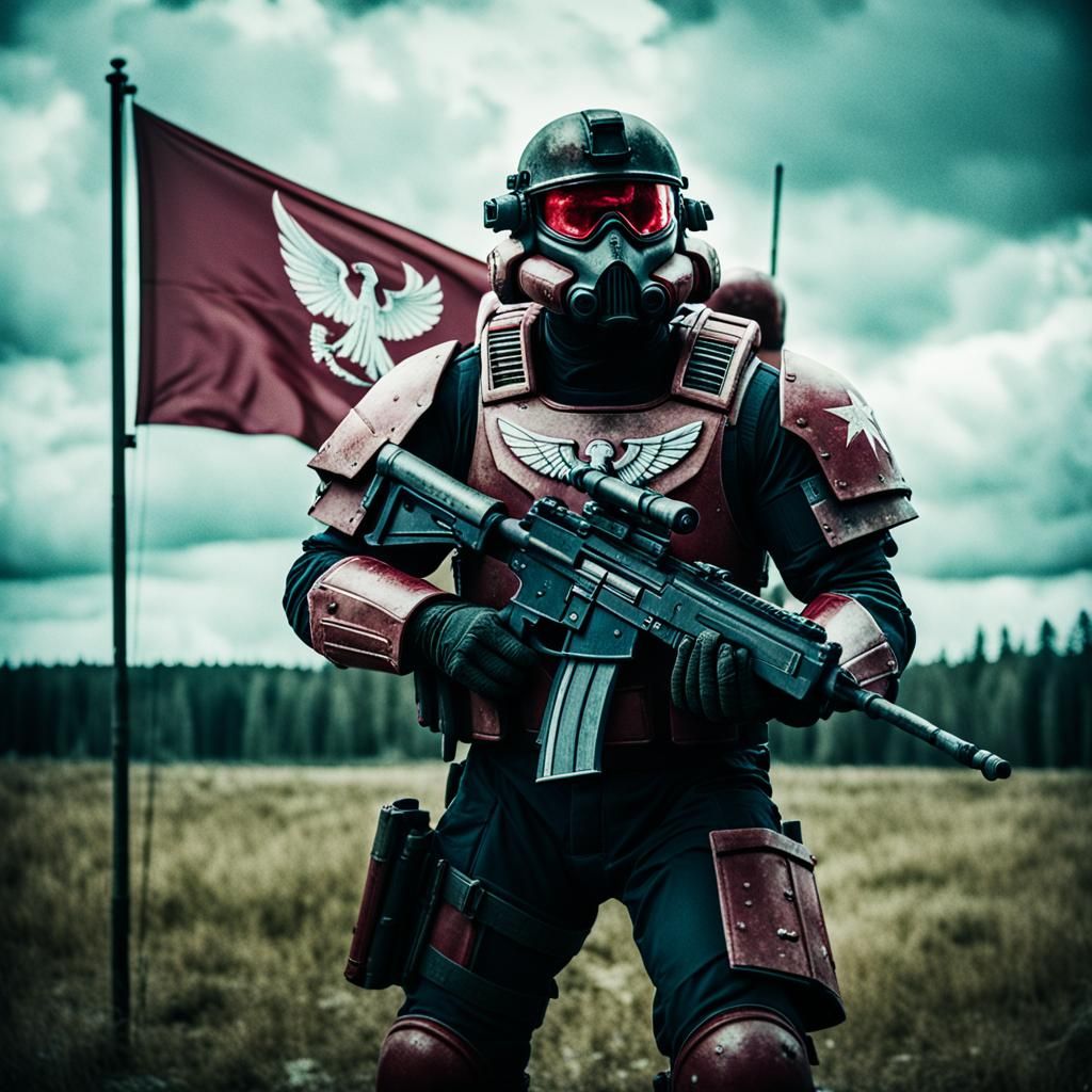 Latvia-Themed Space Marine in Cinematic Style