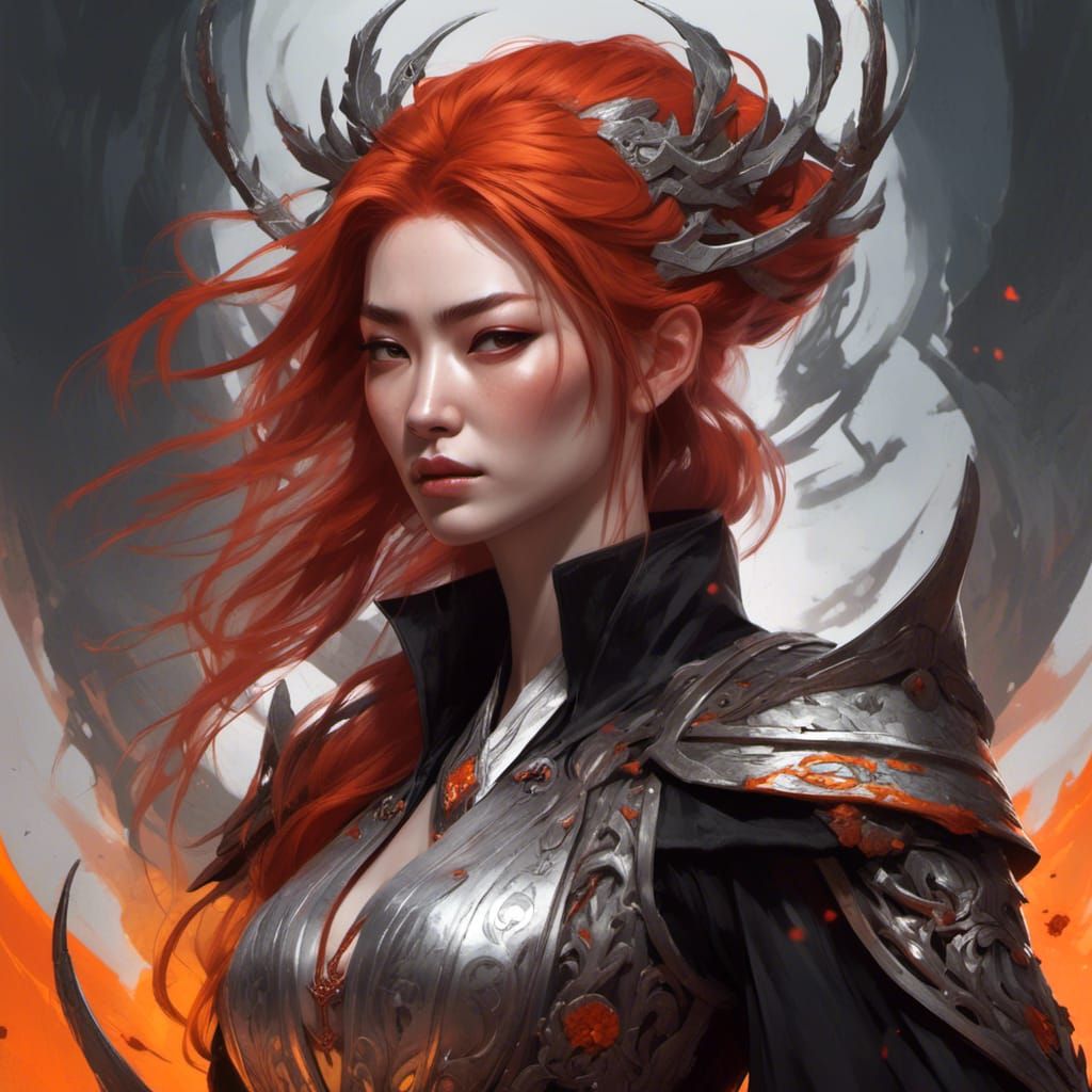 Sinister Chaos Goddess in Silver and Orange