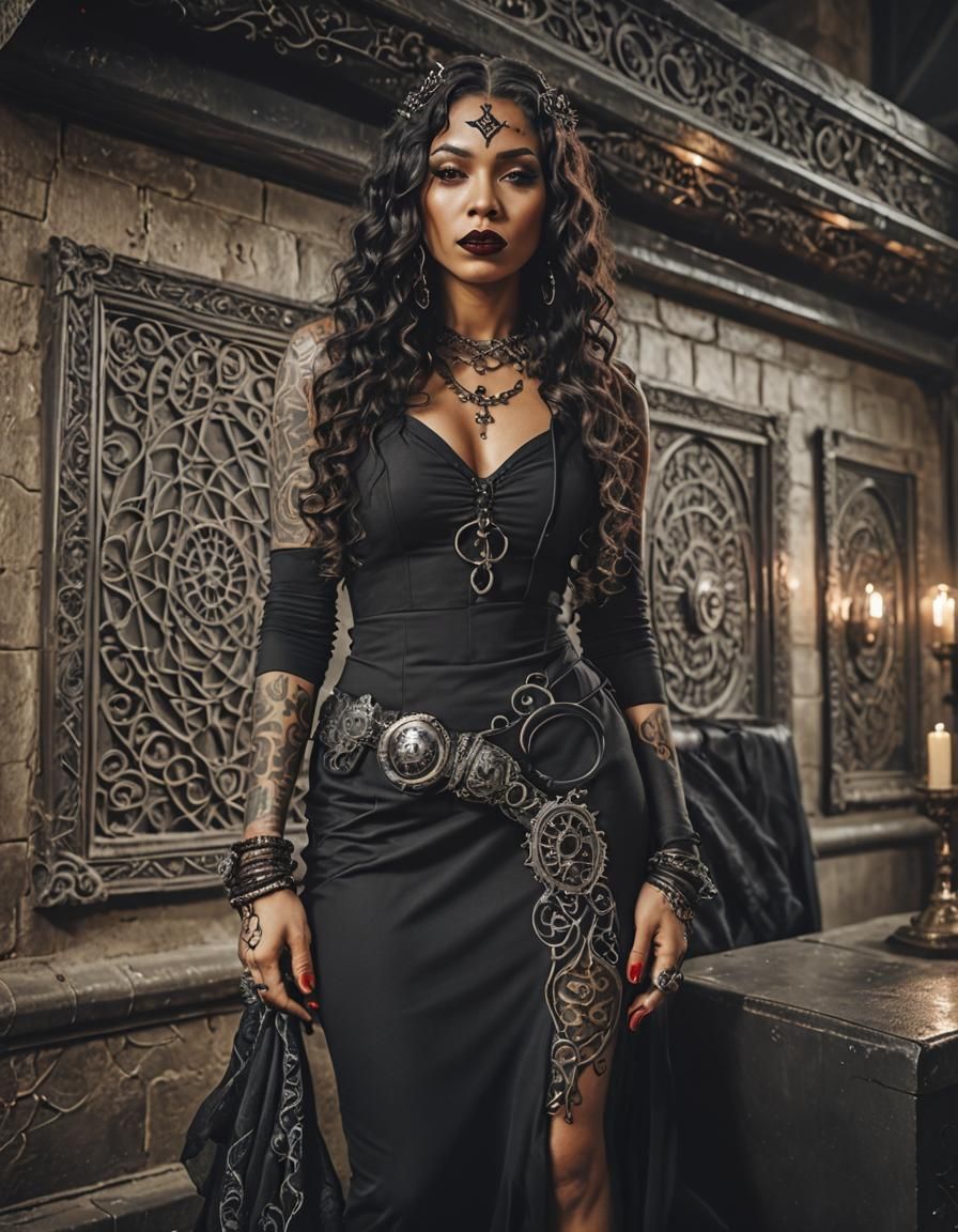 Cinematic Portrait of a Young Witch with Tattoos