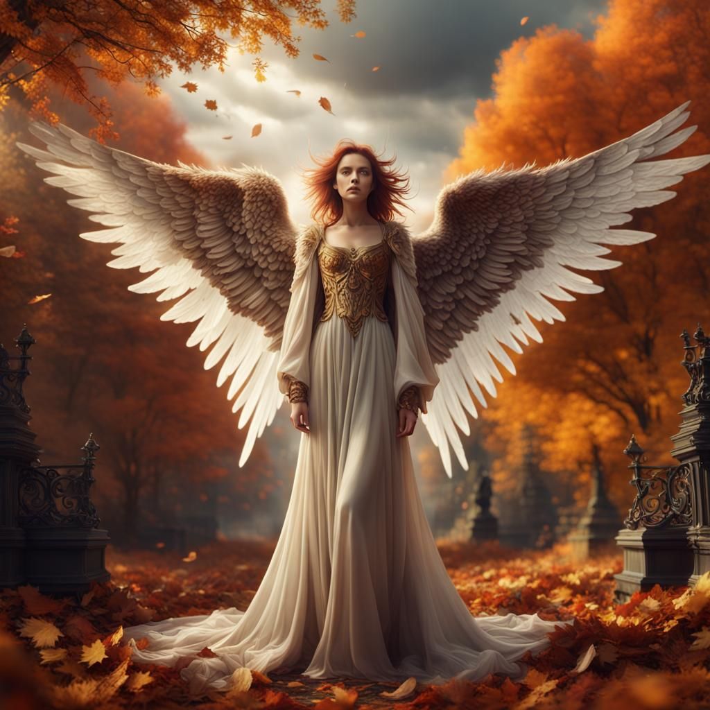 Stunning Autumn Angel Digital Matte Painting