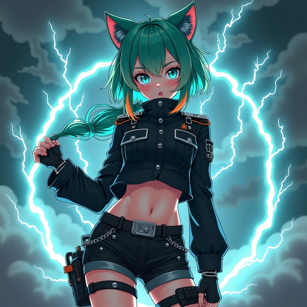 Electric Anime Catgirl Ex-Military Character