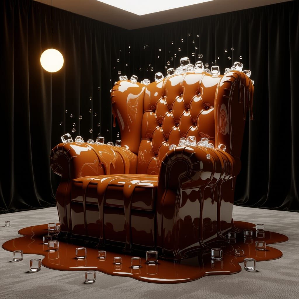 Cola & Ice Armchair in Surreal Minimalist Room