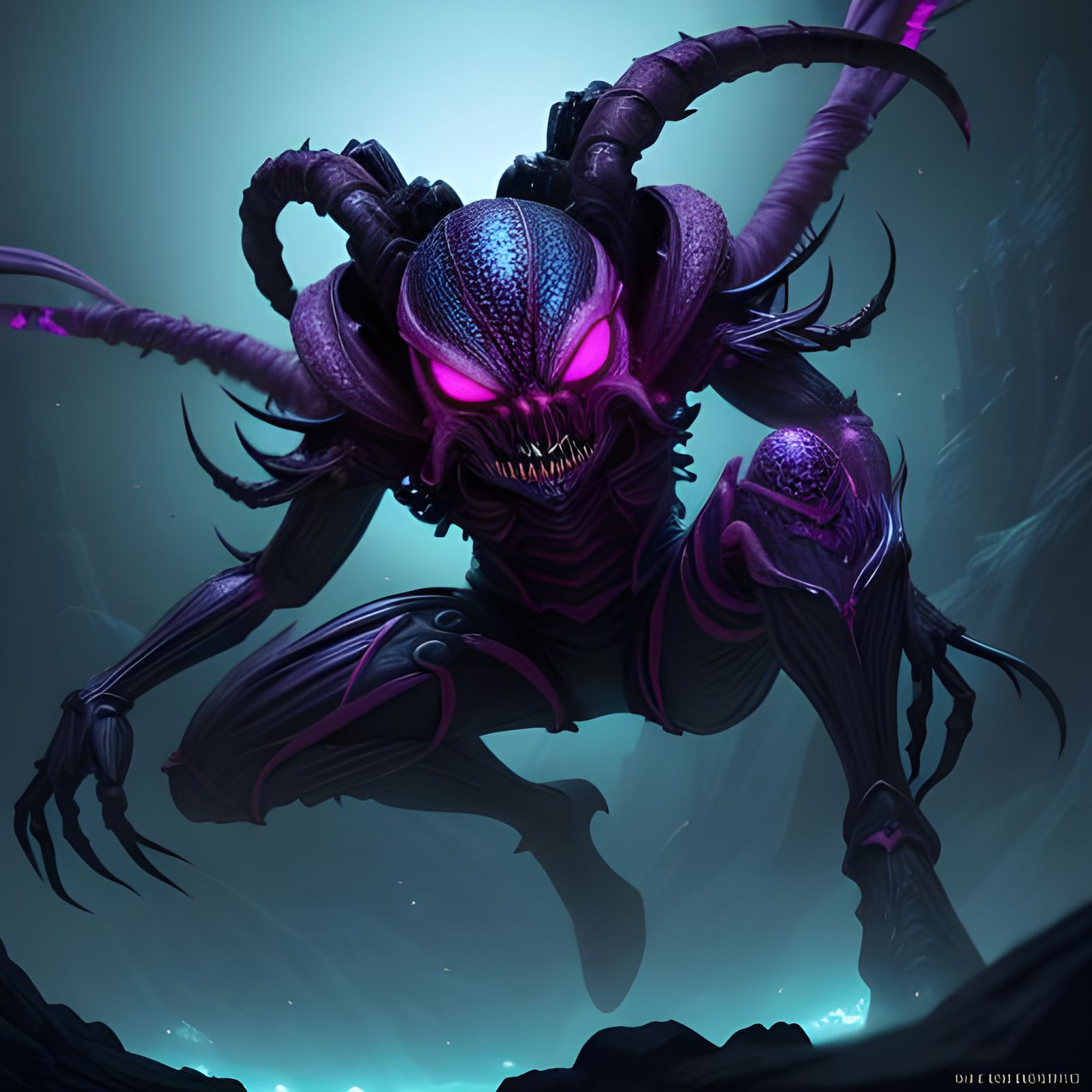 Space Spider with Fluorescent Pink Venom Fangs