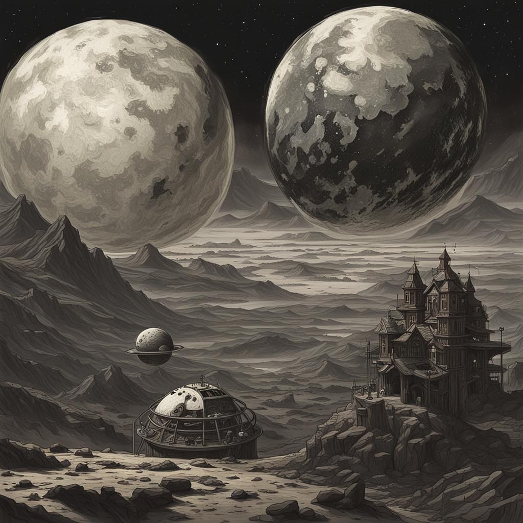 Sinister Planets in a Fantasy Art Style
