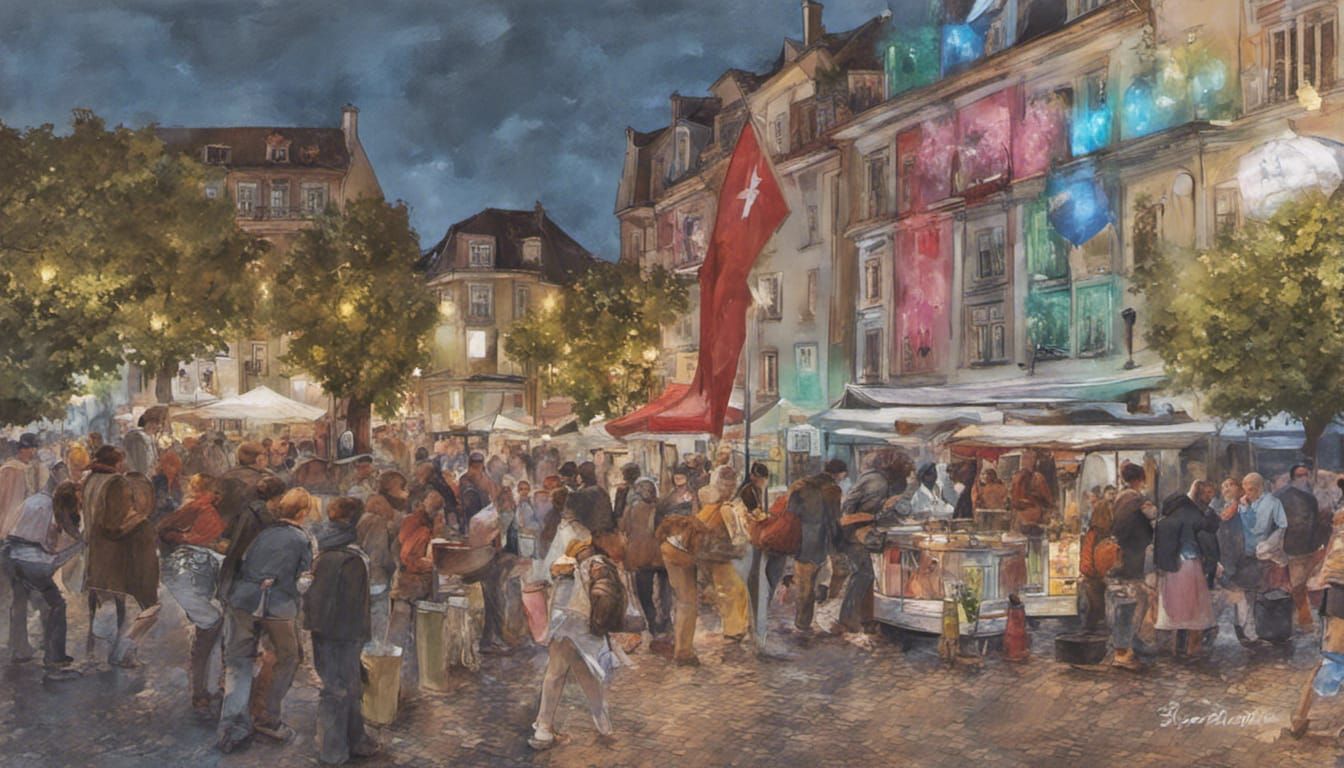 Vibrant Beer Festival at Night