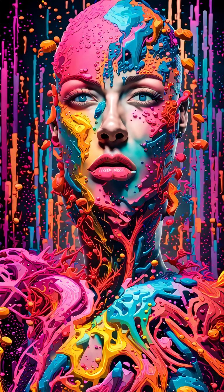 Vivid Neon Dreamscapes: A Maximalist 3D Rendering