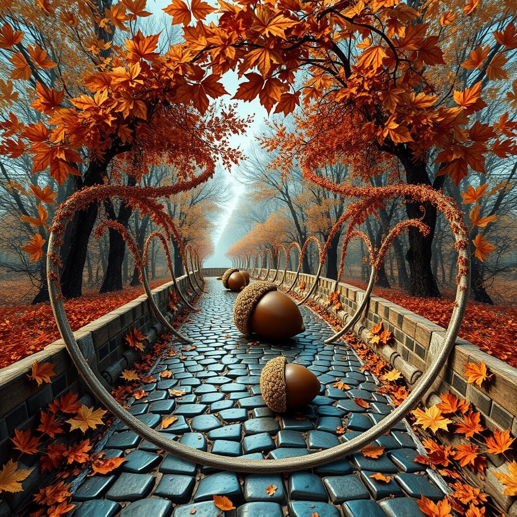 Maple Leaf Path in Nostalgic 3D Fractal Art