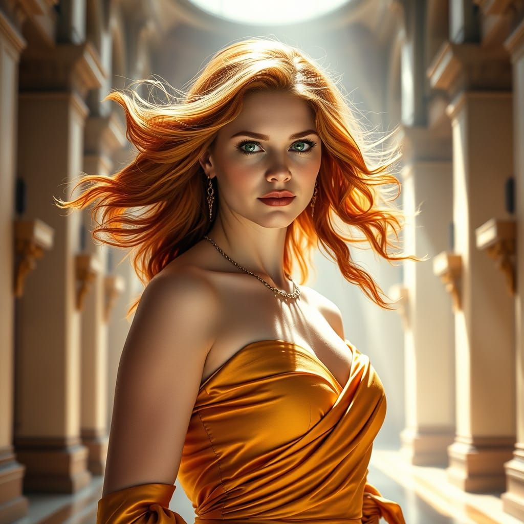 Elegant Woman in Renaissance Hall, da Vinci Style