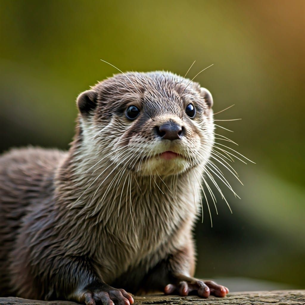 Playful Baby Otter in Lush Greenery