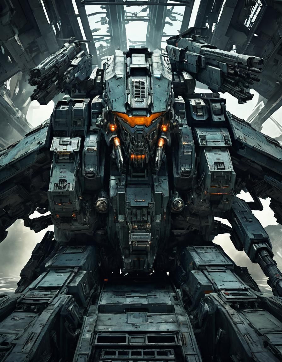 Pilot Emerges from Mech Cockpit in Phyrexian Style