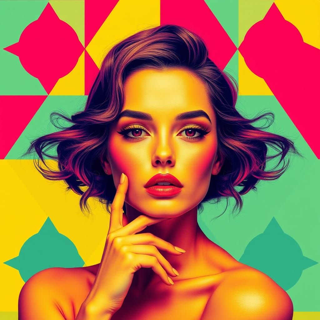 Confident Woman in Dynamic Pop Art Style