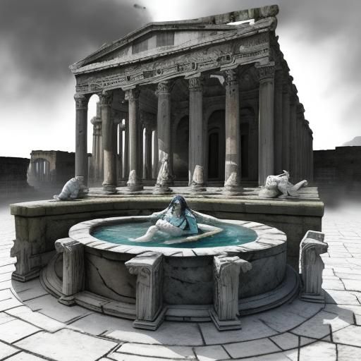 Gothic Model in Haunted Roman Setting with VR