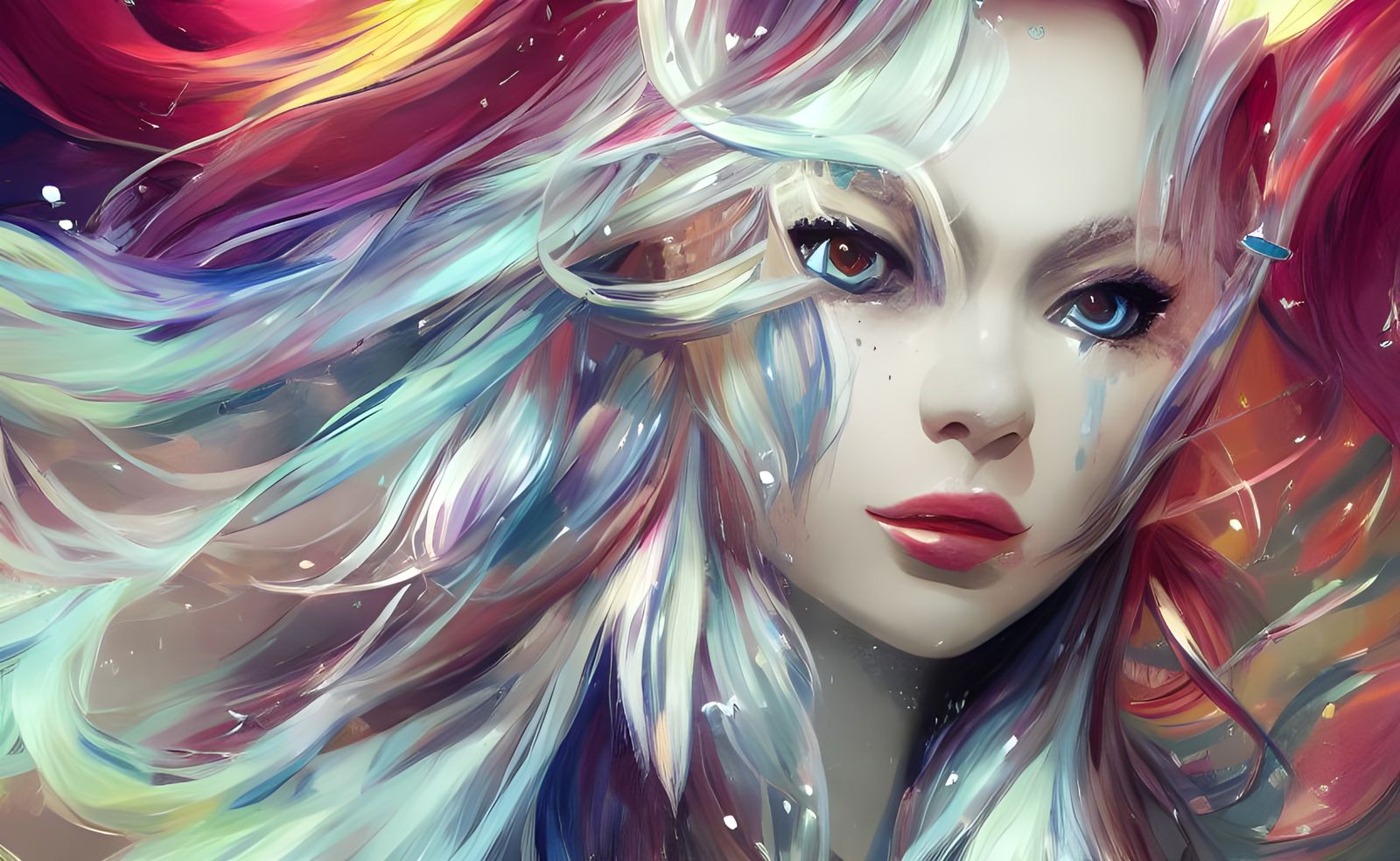 Elven Woman in White Gown: Graffiti Art Style