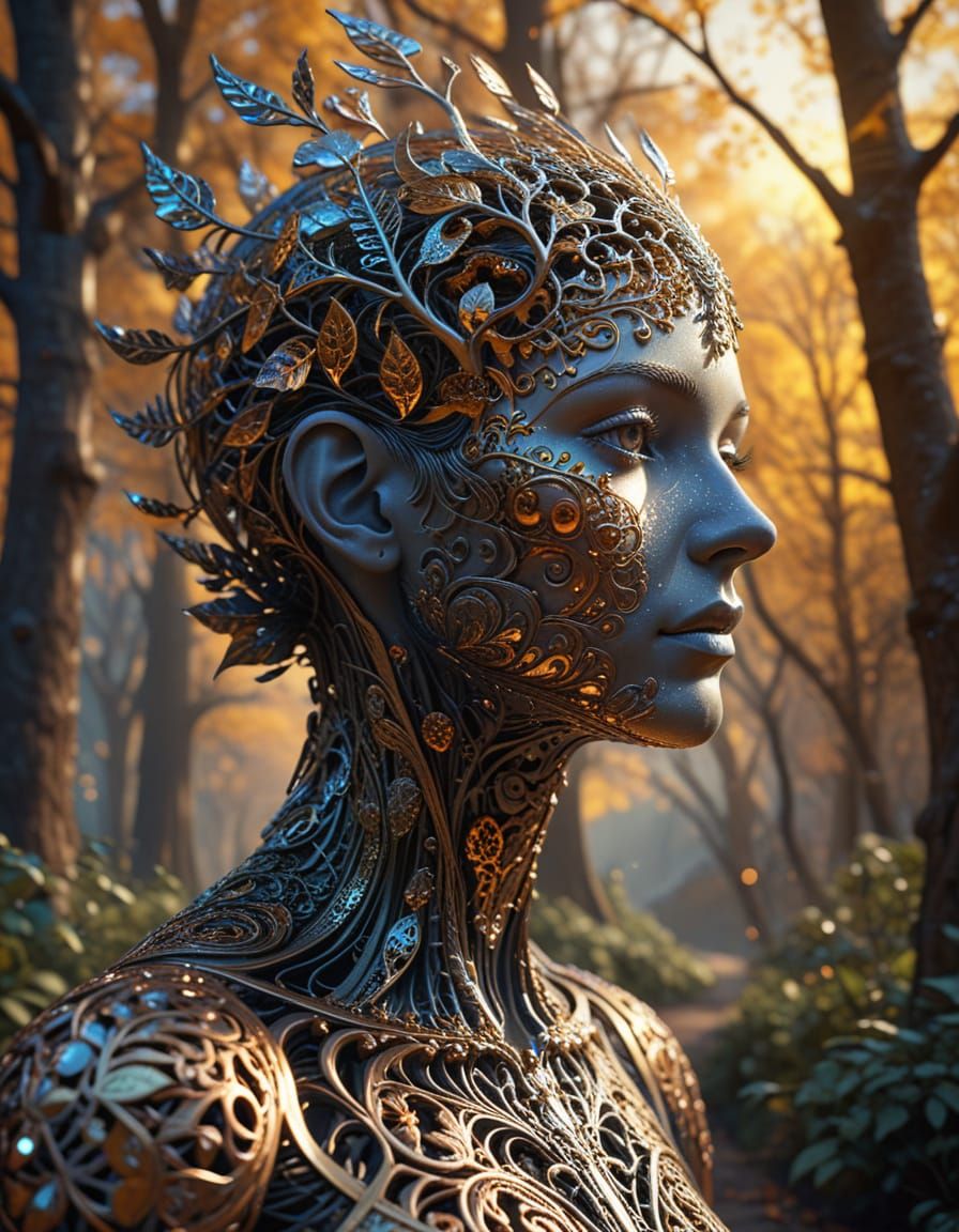 Surreal Metal Human Reveals Whimsical Forest Landscape