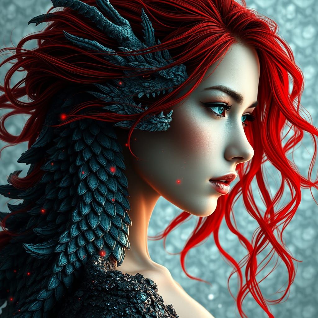 photorealistic portrait beautiful unforgettable dragon woman