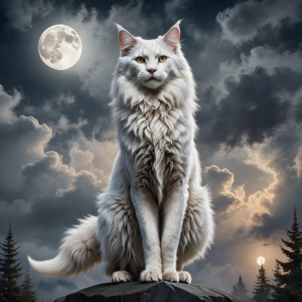 Werewolf-Angora Hybrid in Hyperrealistic Dark Fantasy