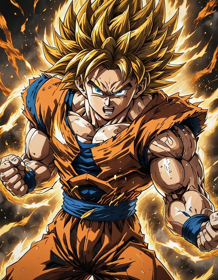 Goku SSJ3 Transformation with Golden Aura