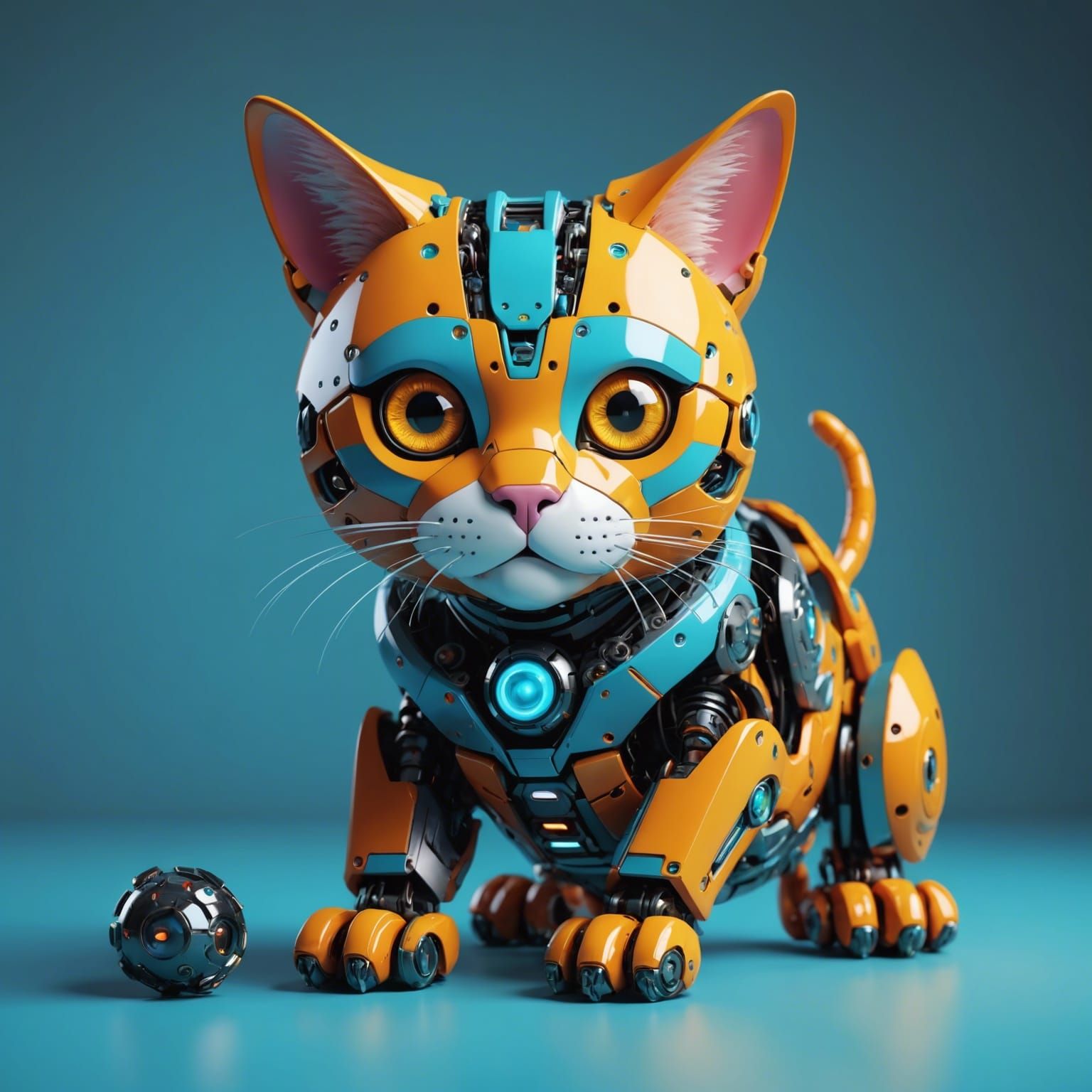Gato robot  en 3d  renderisado