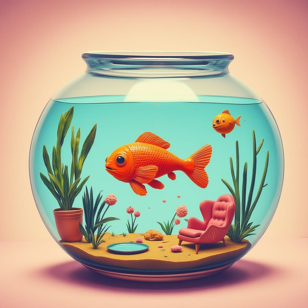 Cute Fish Swimming in a Fishbowl