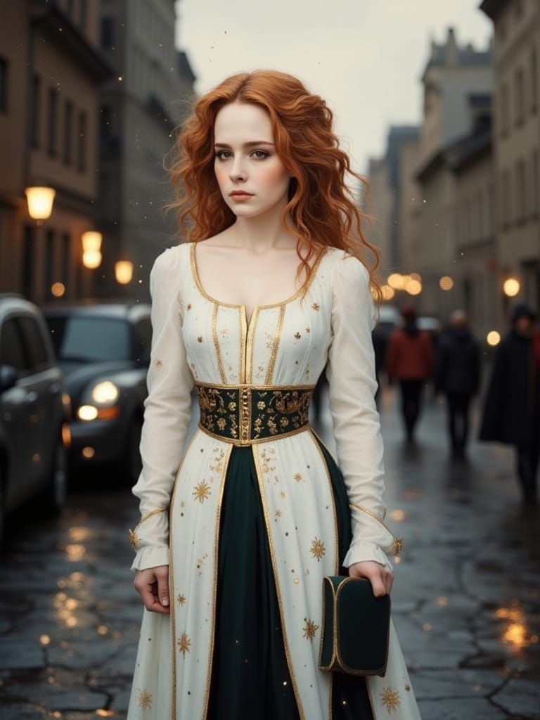 15th Century Lady in Elegant Oil Painting