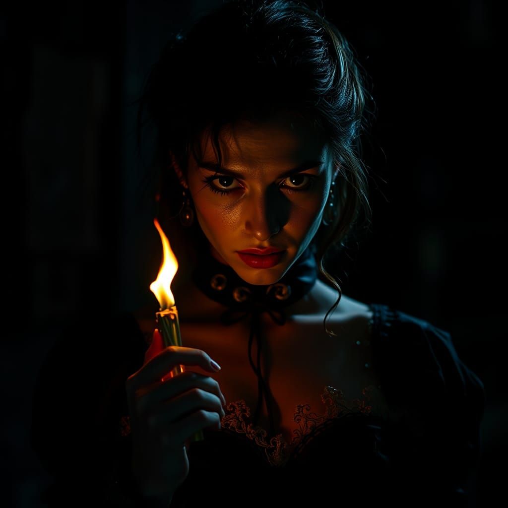 Dark Snow White in a Nightmarish Landscape