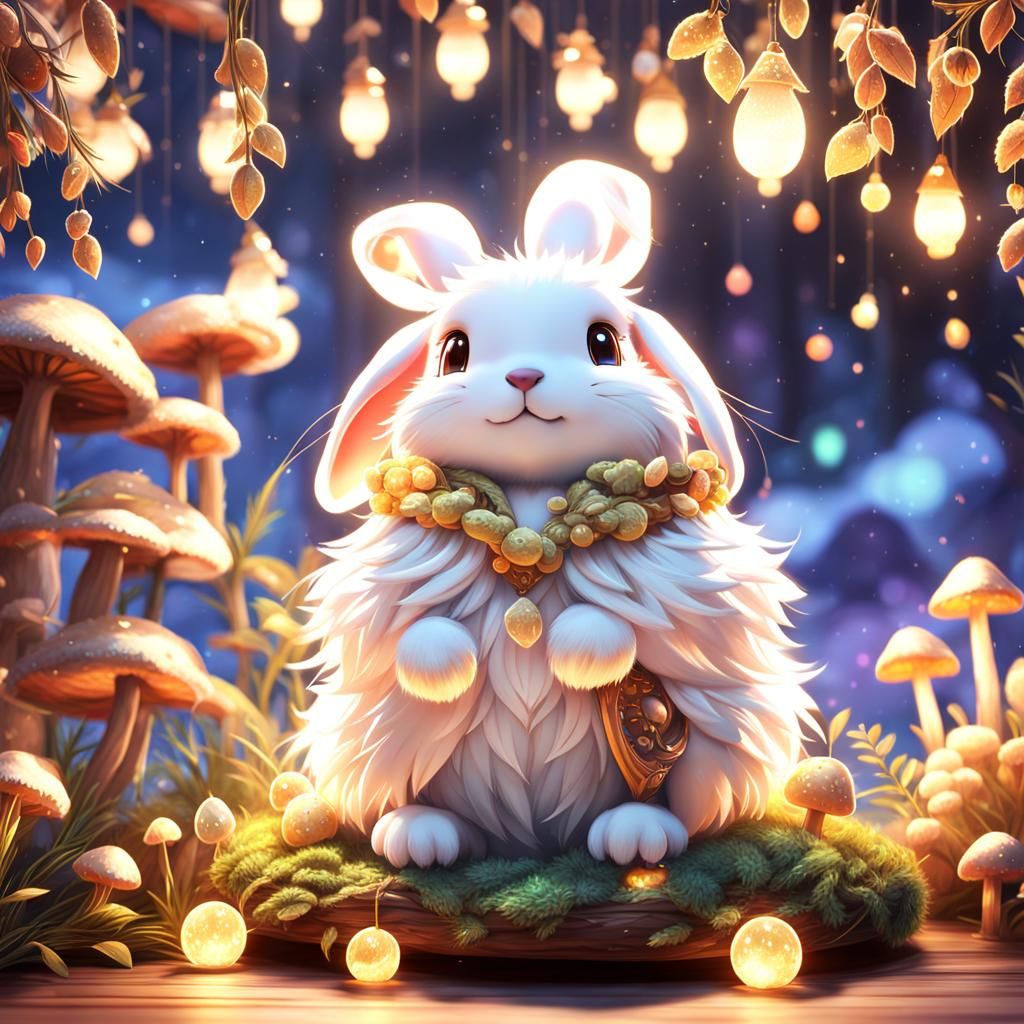 Fluffy Rabbit in Warren: Kawaii 3D Anime Art