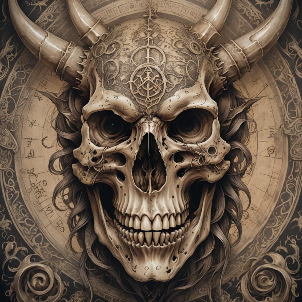 Dragon Skull Tattoo in a Renaissance Style