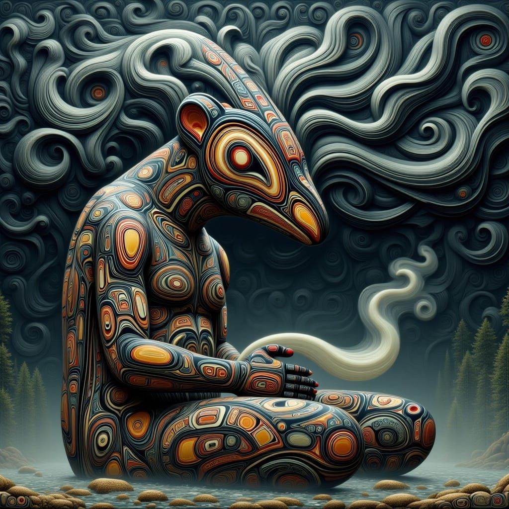 Mystical Fog Figure in Woodlands Toyism Style