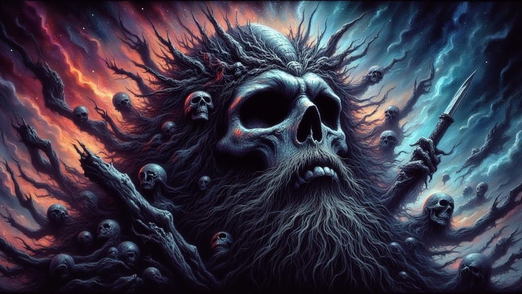 Fallen Giants Turned to Stone in Dark Fantasy Style