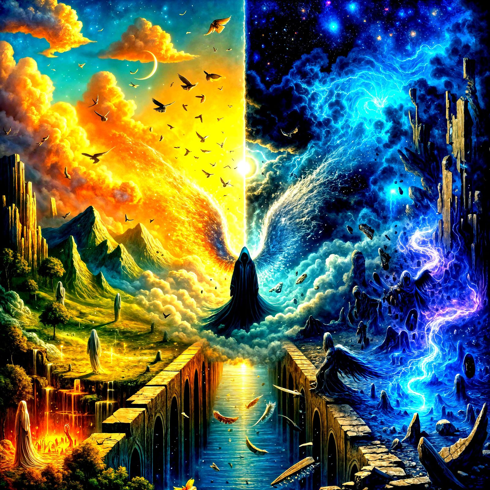 Surreal Bridge Between Worlds: Duality and Mystery